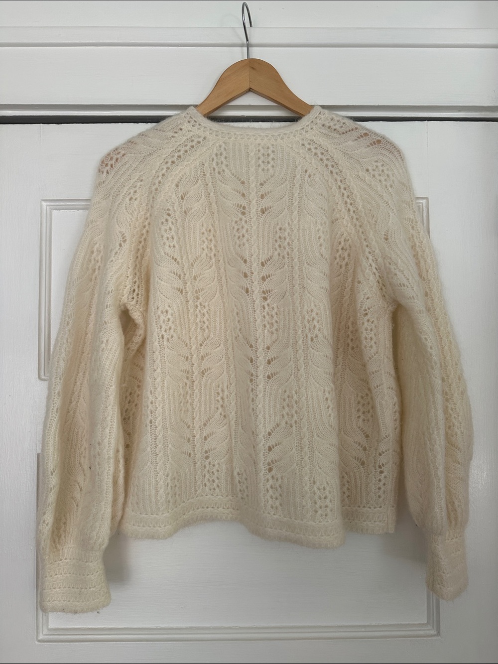 Sezane Cream Openwork Knit Button-Front Cardigan - Picture 3 of 5